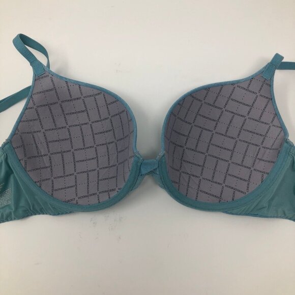 Victorias Secret Padded Perfect Coverage Bra Size 32D Blue - Picture 3 of 7